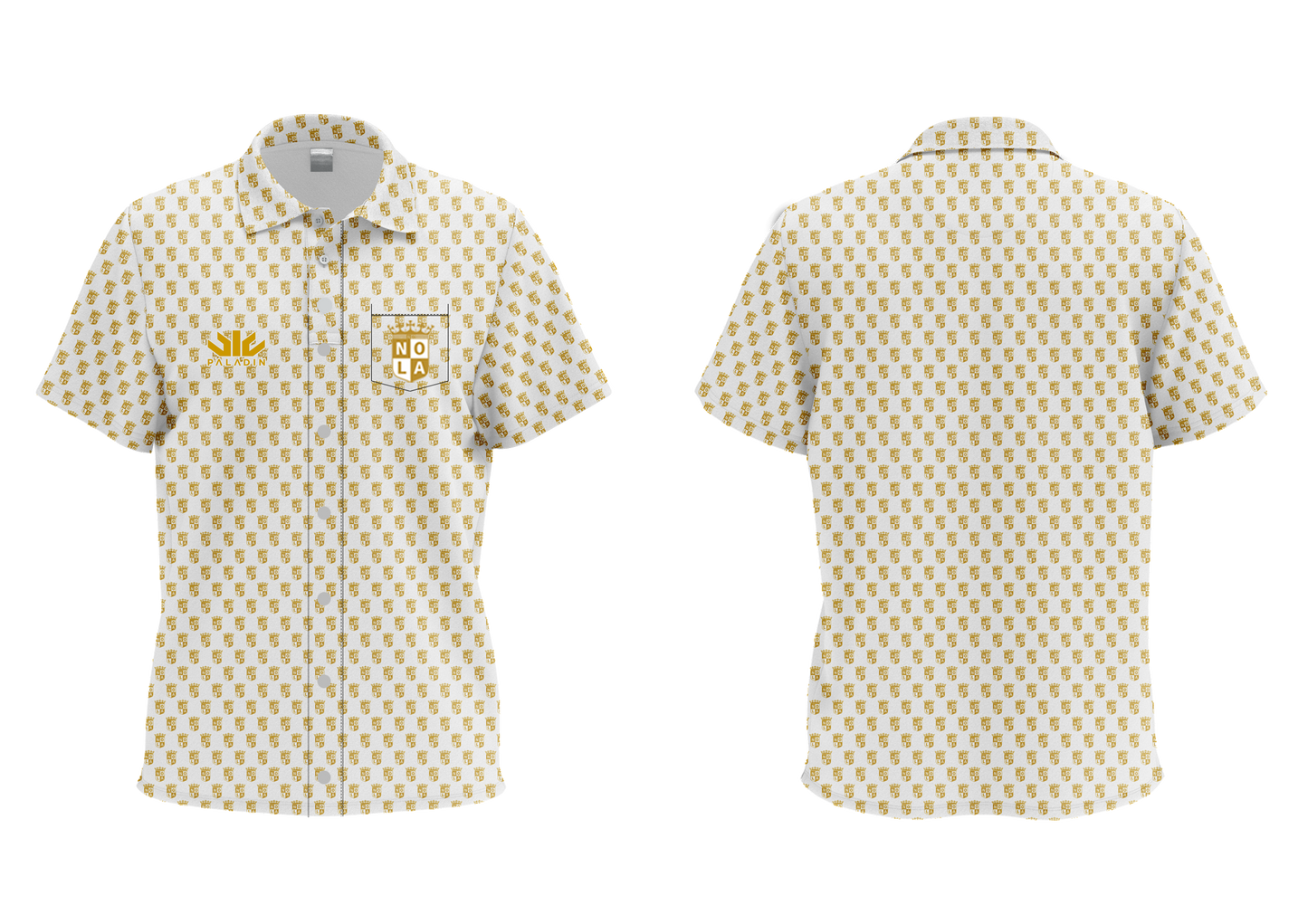 NOLA GOLD White Logo Button Up Shirt