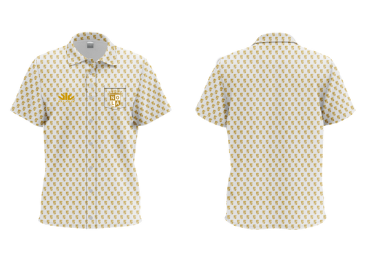 NOLA GOLD White Logo Button Up Shirt